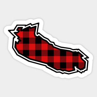 Gabriola Island Silhouette in Red and Black Plaid - Simple Pattern - Gabriola Island Sticker